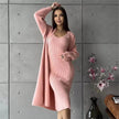 Women 2pcs Winter outfit set  Long dress Cashmere Long Cardigan Jacket