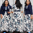 2pcs Fashion floral Print Blazer dress suit