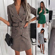 Fashion Printing Plaid mini  Blazer Dress Women