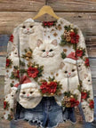 Women's Pullover Christmas Pattern Round Neck Sweatshirt