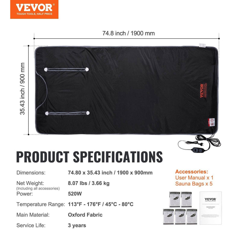 VEVOR Sauna Blanket For Detoxification, Portable Far Infrared Sauna For Home