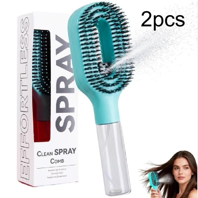 One-Click Spray Hair Brush – Anti-Frizz Detangling Mist Comb for All Hair Types