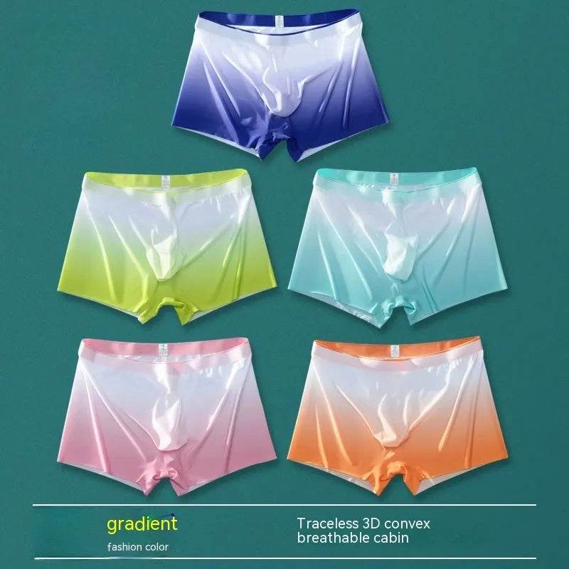 Ice Silk Men's Breathable Full Seamless Boxer Brief Pant underwear