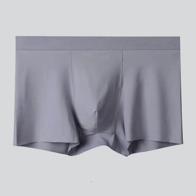 Men's 4-pack Plain Mid waist Boxer Brief Ice Silk Underwear.