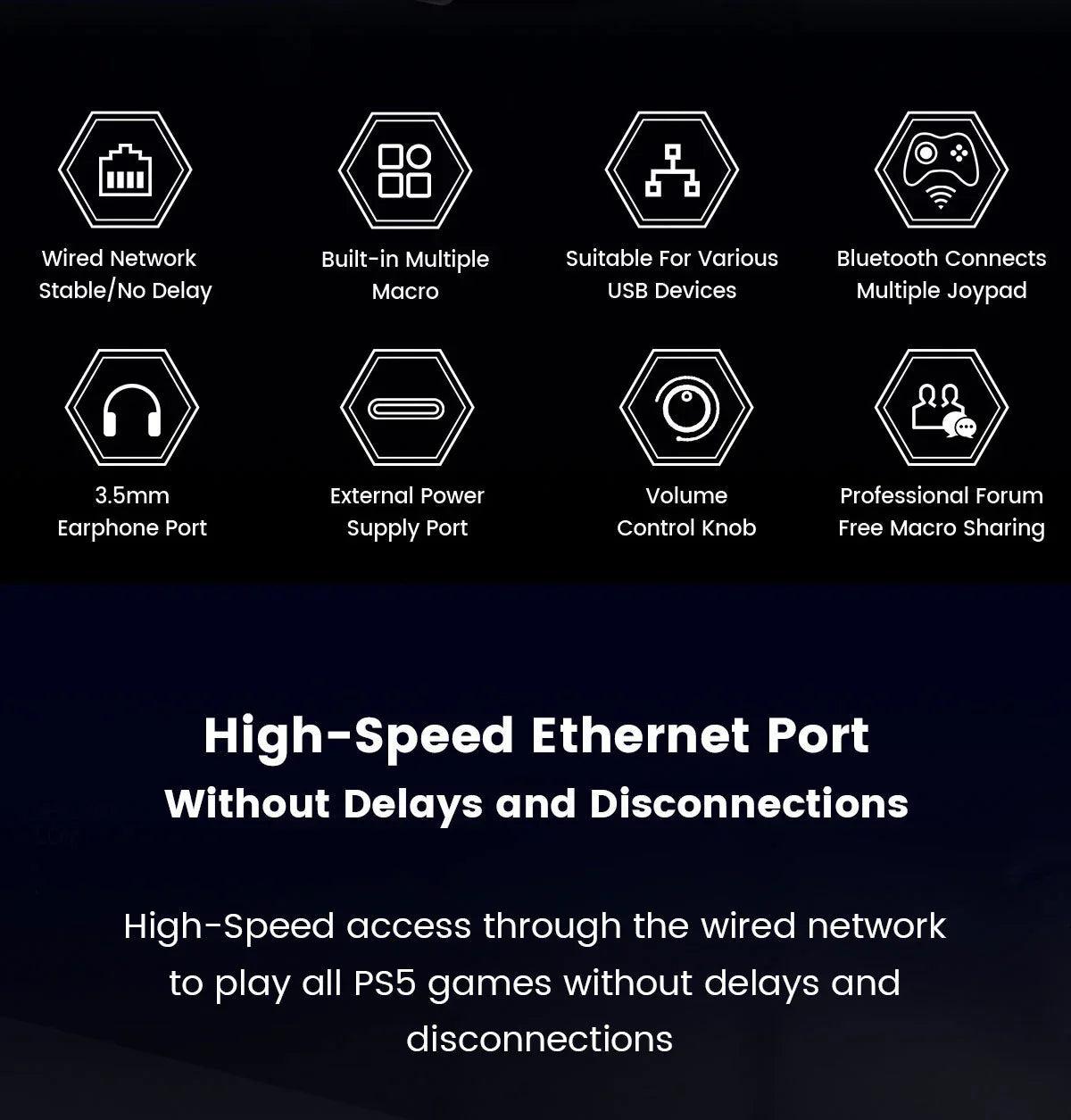 PS5 Game Keyboard Mouse Converter P5 Adapter Macro Custom Button
