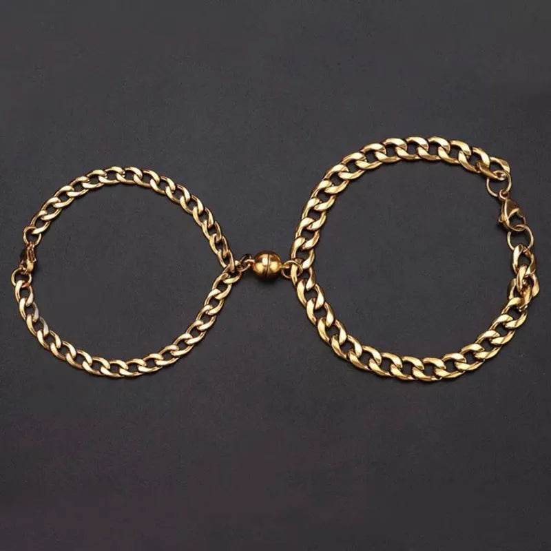 Magnetic Couple Bracelet Suit Cuban Link Chain