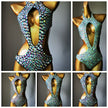 Women's Mesh Diamond One-Piece Swimsuit – Rhinestone Sheer Overlay Swimwear