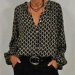 Women's V-Neck Button-Down Blouse, Long Sleeve Shirt
