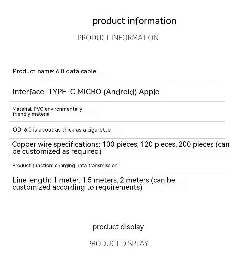Charging Cable Fast Charging 120W Mobile Phone 6A Bold