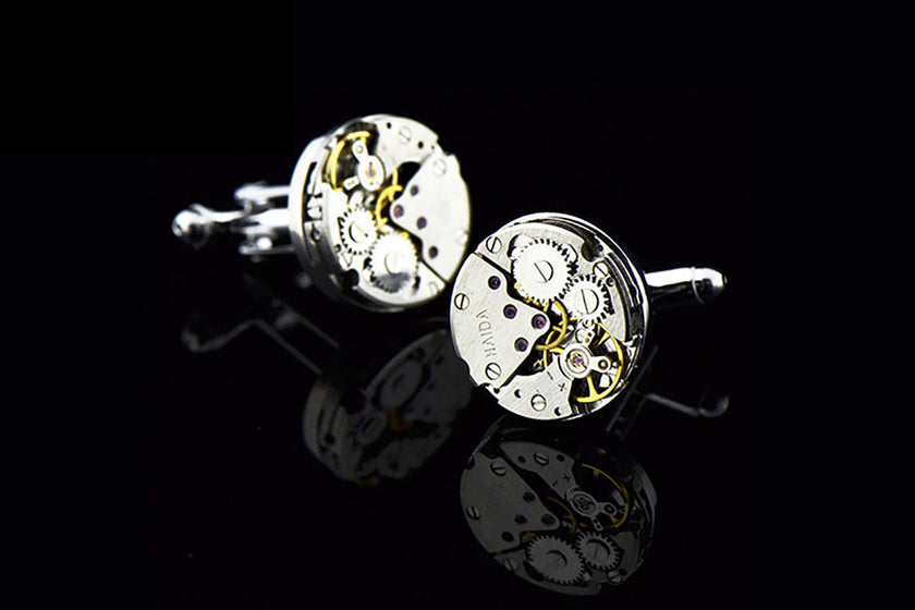 Men's Mechanical Movement French Shirt Cufflinks – Silver Copper Formal Cufflinks | Canada & USA
