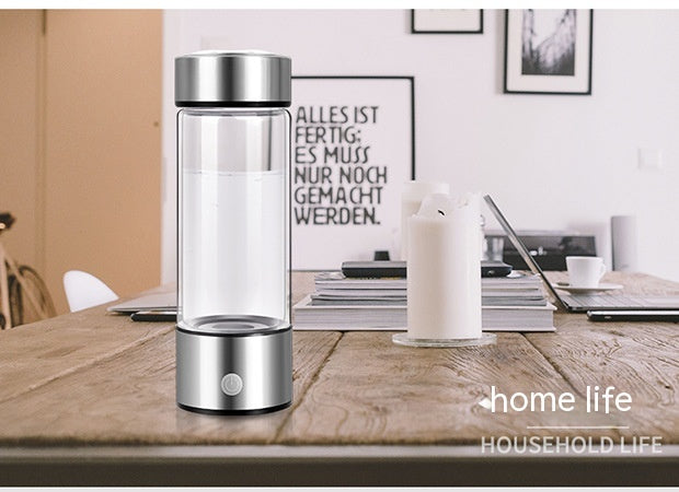 Hydrogen Water Bottle Generator – Electric Rechargeable Antioxidant Hydrogen-Rich Water Maker | 500ml Borosilicate Glass