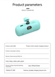 Mini Capsule Power Bank 5000mAh – Black, Pink, Green & White | Android, USB-C & Apple Cable