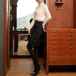 High Waist Black Plaid Sheath A- Line Slimming Woolen Mini Sheath Skirt