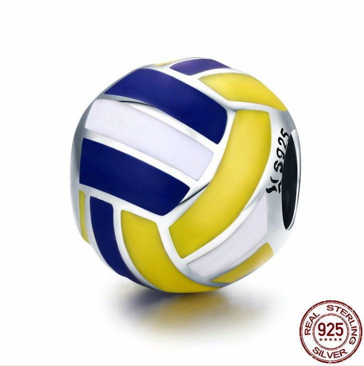 925 Sterling Silver Sports Ball DIY Bracelet Bead – Volleyball Football Baseball Tennis