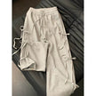 Fashion Vintage Bow lace up Drawstring Wide leg sweat pant for women