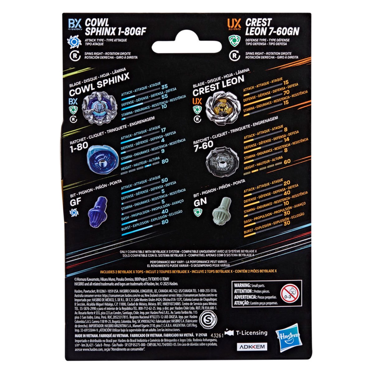 (Hasbro) Beyblade X - Cowl Sphinx 1-80GF & Crest Leon 7-60GN Dual Pack