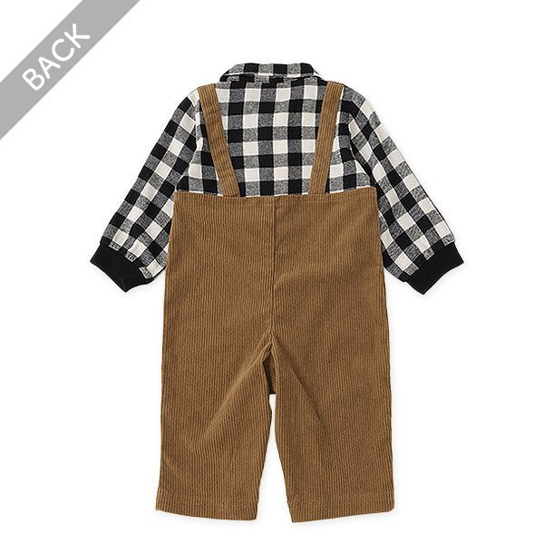 西松屋 ELFINDOLL コールテンチェックシャツ切り替え長袖カバーオール 正規品