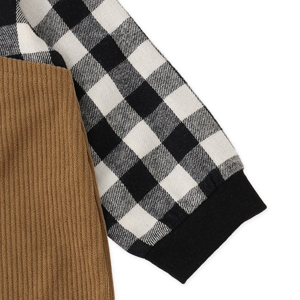 西松屋 ELFINDOLL コールテンチェックシャツ切り替え長袖カバーオール 正規品