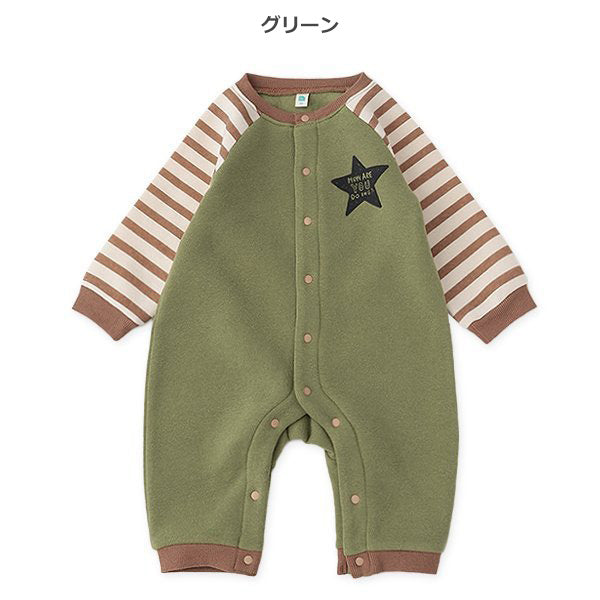 西松屋 ELFINDOLL 裏起毛袖ボーダー星長袖カバーオール 正規品