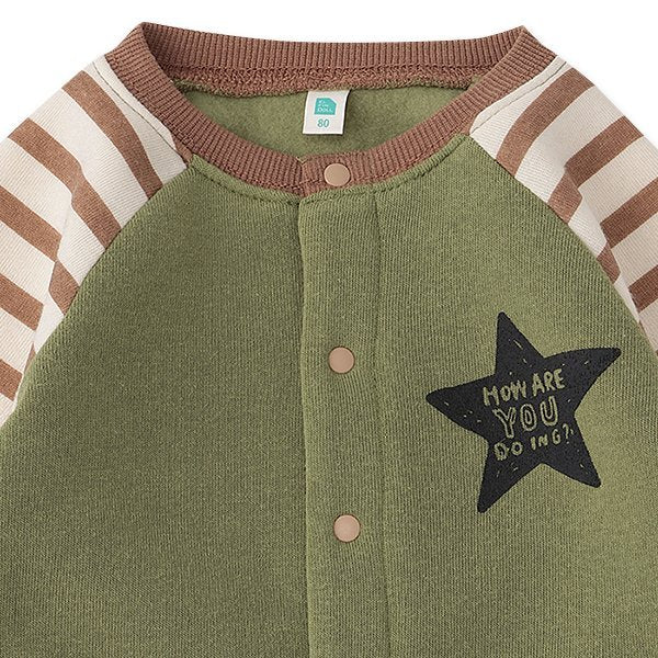 西松屋 ELFINDOLL 裏起毛袖ボーダー星長袖カバーオール 正規品