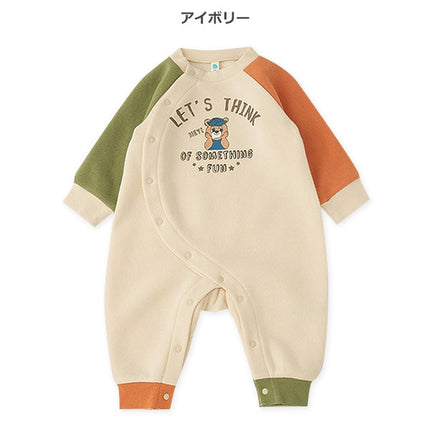 西松屋 ELFINDOLL 裏起毛アメカジくま長袖カバーオール 正規品