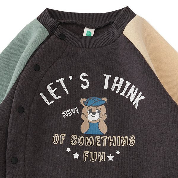 西松屋 ELFINDOLL 裏起毛アメカジくま長袖カバーオール 正規品