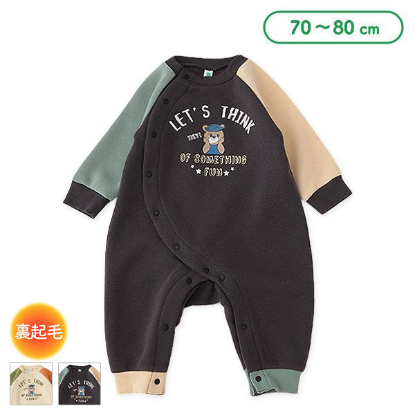 西松屋 ELFINDOLL 裏起毛アメカジくま長袖カバーオール 正規品