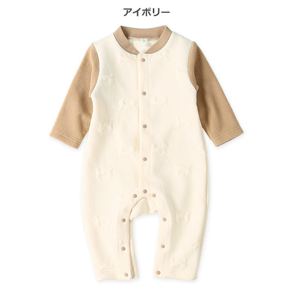 西松屋 ELFINDOLL ニットキルトくま柄切り替え長袖カバーオール 正規品