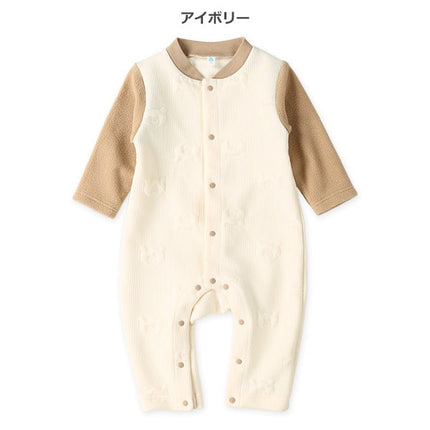 西松屋 ELFINDOLL ニットキルトくま柄切り替え長袖カバーオール 正規品