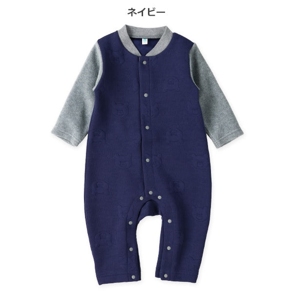 西松屋 ELFINDOLL ニットキルトくま柄切り替え長袖カバーオール 正規品