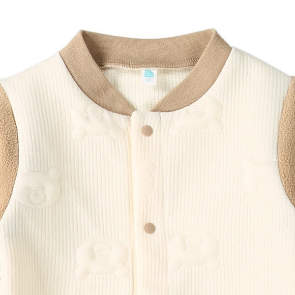 西松屋 ELFINDOLL ニットキルトくま柄切り替え長袖カバーオール 正規品