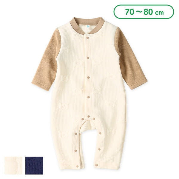 西松屋 ELFINDOLL ニットキルトくま柄切り替え長袖カバーオール 正規品