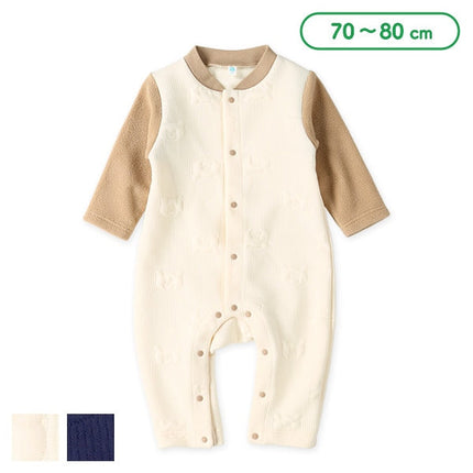 西松屋 ELFINDOLL ニットキルトくま柄切り替え長袖カバーオール 正規品