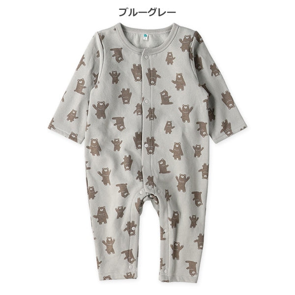 西松屋 ELFINDOLL 裏起毛ゆるくま総柄長袖カバーオール 正規品