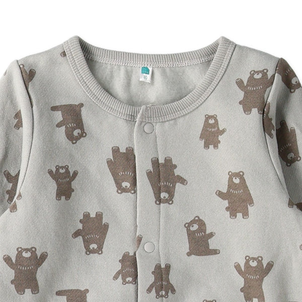 西松屋 ELFINDOLL 裏起毛ゆるくま総柄長袖カバーオール 正規品