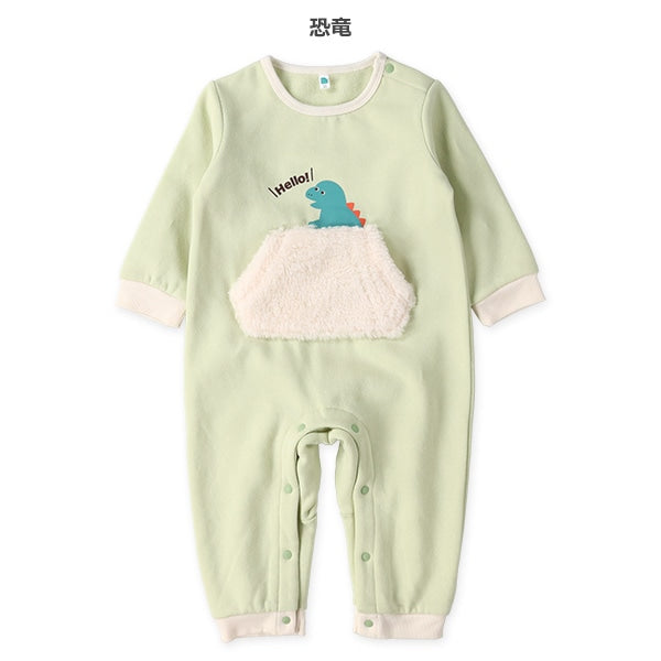 西松屋 ELFINDOLL 裏起毛フリースポケットアニマル長袖カバーオール 正規品