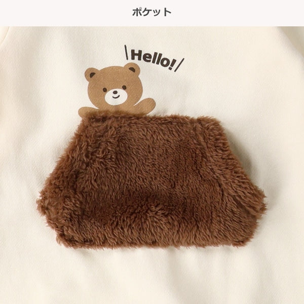 西松屋 ELFINDOLL 裏起毛フリースポケットアニマル長袖カバーオール 正規品