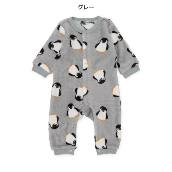 西松屋 ELFINDOLL フリースペンギン総柄長袖カバーオール 正規品