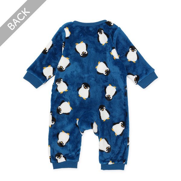 西松屋 ELFINDOLL フリースペンギン総柄長袖カバーオール 正規品