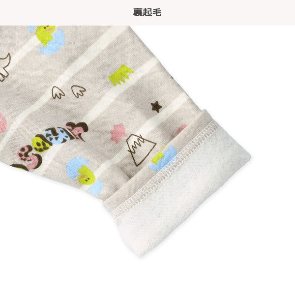 西松屋 ELFINDOLL 裏起毛恐竜ロゴボーダー長袖カバーオール 正規品