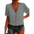 Women Chiffon blouse top  European And American spring summer Embroidered Lace Short-Sleeved Blouse Women