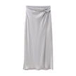 Women's Silk Satin Top Bow Tie Midi Dress