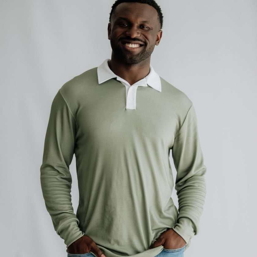 Unisex/Men's Bamboo Rugby Style Shirt | Sage