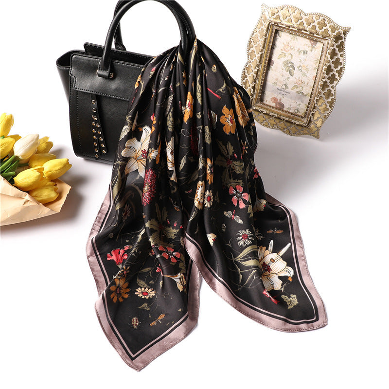 Women's Decorative Silk-Style Square Scarf 70x70cm – 15 Prints Canada USA