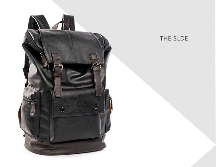 Men's PU Leather Backpack – Black | Travel, School & Laptop Bag