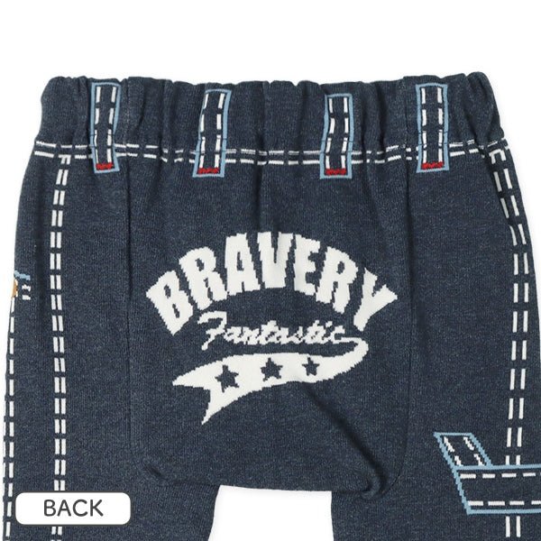 西松屋 ELFINDOLL 丸編みデニム風・恐竜ポケット柄サルエルレギンス 正規品