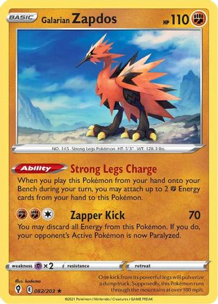 Galarian Zapdos 82/203 - SWSH07 Evolving Skies