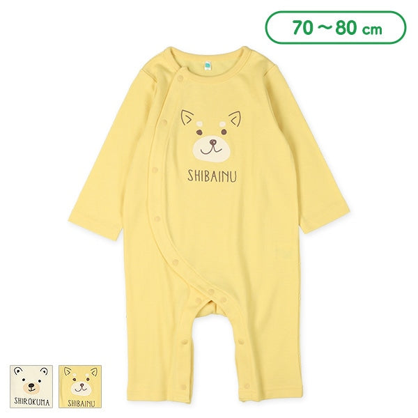 西松屋 ELFINDOLL スムース白くま・柴犬フェイス長袖カバーオール正規品