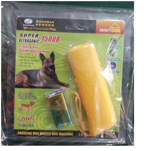 3-in-1 Anti Barking Dog Training Device – Ultrasonic Repeller & LED Flashlight (Black / Yellow)