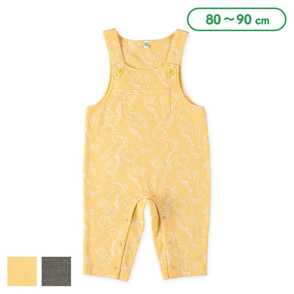 西松屋 ELFINDOLL 裏毛きりん・ぞう柄オーバーオール正規品